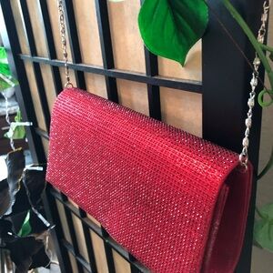 Elegant Red Rhinestone Clutch purse